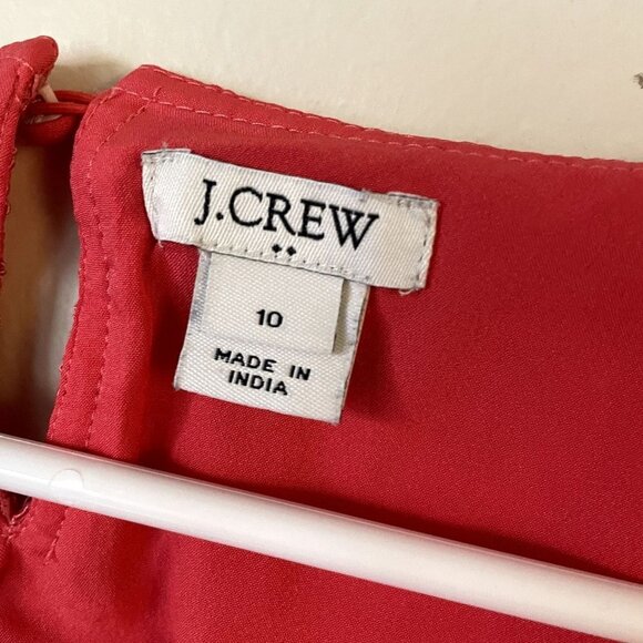 J.Crew Factory fully lined coral bright colors nylon lace overlay short sleeved - Picture 3 of 5